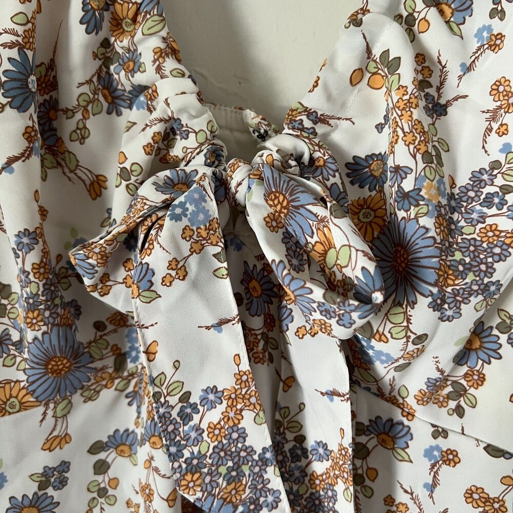 NWT Abercrombie & Fitch Floral Midi Dress Tie Front Sleeveless Cottagecore Sz S - Picture 3 of 12